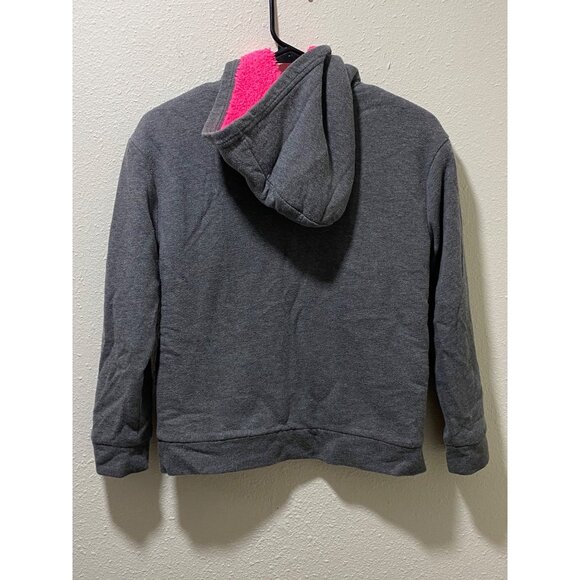 Puma Girls Gray Hoodie With Pink Logo & Sherpa Lining M (10-12) - Picture 6 of 14